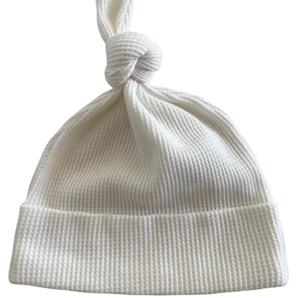Spearmint Love Waffle Knot‎ Beanie - Baby Winter Hat, White - Picture 1 of 7